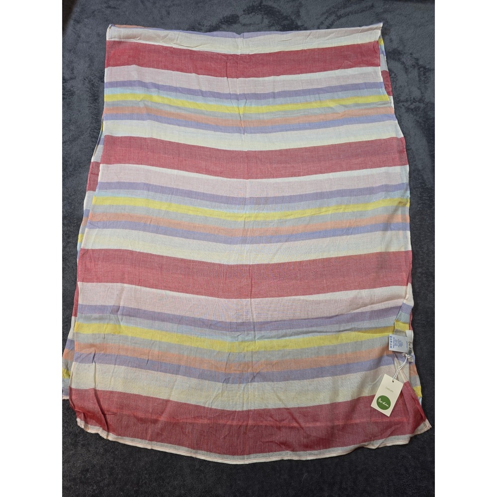 Boden Multi Color Striped Scarf 100% Viscose Lightweight Delicate NEW
